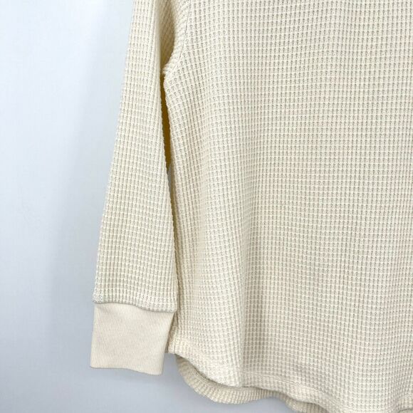Madewell Mockneck Waffle Knit Top Womens S Ivory Long Sleeve Pullover Thermal - Picture 3 of 13